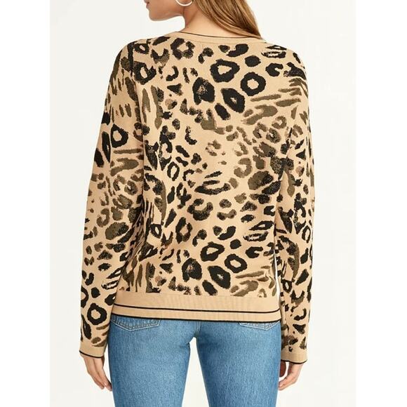 Rachel Roy Crew Neck Rikki Leopard Print Sweater Sz S - Picture 4 of 7
